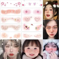 【在庫セール】小物 刺青 かわいい サンタクロース かわいい シール テッカー 鈴 水転写 メイク フェイスシール キッズ 雪だるま コスプレ 仮装 男女兼用 顔全体 10枚セット（A） フェイス タトゥーシール 【2024年クリスマス飾り】クリスマス