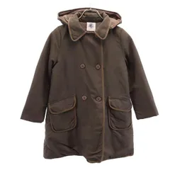 プチバトー 長袖 ピーコート 8ans126cm ブラウン PETIT BATEAU Pコート 薄中綿入 キッズ 古着 【231024】