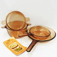 VISION ビジョンコーニングフランス 超耐熱ガラス鍋・フライパン3点セット VISION ビジョンコーニングフランス 超耐熱ガラス鍋・フライパン