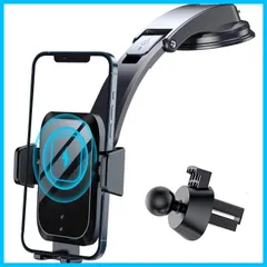 【特価セール】落下防止 360度回転 携帯スタンド すまほほるだー 車 スマホスタンド 車 粘着ゲル吸盤＆エアコン吹き出し口式兼用 車ホルダー 車【エンジン切っても自動開閉/15W急速充電】2in1 iphone 携帯ホルダー ワイヤレス充電器 車載ホルダー