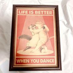 141:にゃるうぃダンス　猫　ダンス部風　アートポスター　【フレーム付き】