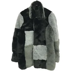 NO ID BLACK ノーアイディーブラック 17AW フェイクファーパッチワークコート 441006-473C ブラック グレー 1のサムネイル