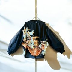 着物 ブラウス シャツ レディース チュール 黒留袖 再構築 リメイク kimono tulle blousse remake 久喜倉庫店NO.0041