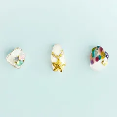 ＊293  不規則　3粒　小ぶり　アソート　アシンメトリー　ニュアンス　レジン　ピアス/イヤリング　ハンドメイド