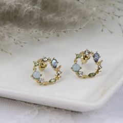 花かんむりピアス キュービックジルコニア　シルバー925　レディースP00012