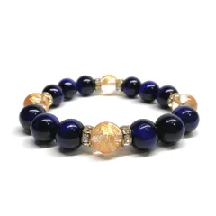 12mm 四神獣金彫水晶×ブルータイガーアイ パワーストーン ブレスレット天然石 運気上昇 金運 開運 お守り 青龍 白虎 玄武 朱雀 （ゴールド）メンズ・レディース　男性・女性　数珠ブレス　開運  [6]