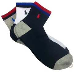 未使用 ポロ ラルフローレン ソックス メンズ 25-27ｃｍ 靴下 3足セット 足底パイル アーチサポート ワンポイント刺繍 ショート丈 ブラック ホワイト グレー スニーカーソックス ナイガイ 紳士用 POLO RALPH LAUREN ポニー カジュアル