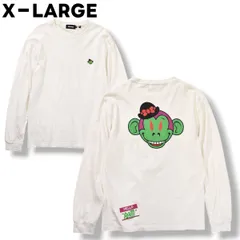 エクストララージ X－LARGE パティ ヘッド Patti Head ロゴ プリント 刺繍 長袖 Tシャツ ロンT クルーネック カットソー M ホワイト ストリート カジュアル ウェア メンズ