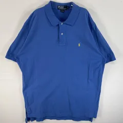 古着 90's/90年代 ポロバイラルフローレン Polo by Ralph Lauren 半袖 ポロシャツ ワンポイント ロゴ 刺繍 2ボタン 大きいサイズ XL  水色 無地 メンズ