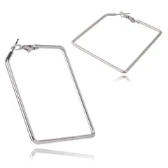 【正方形ピアス 幅2.0mm 色：シルバー 1ペア】[Adelina Style] フープピアス 人気 大きめ リングピアス レディース シンプル サージカルステンレス 金属アレルギー対応 男女 両耳 プレゼント