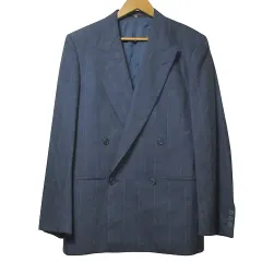 ヴァレンティノ ガラヴァーニ VALENTINO GARAVANI UOMO テーラードジャケット ダブル ストライプ 総裏地 ヴァージンウール 46REG M相当 紺 ネイビー ■GY09 Xのサムネイル