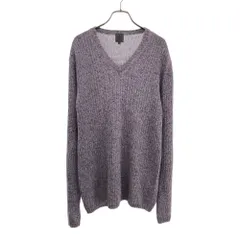 Calvin klein カルバンクライン リネン 長袖 Vネック セーター L パープル メンズ 古着