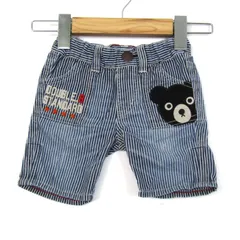 ミキハウス ショートパンツ ボトムス ヒッコリー デニム ダブルビー ベビー 男の子用 80サイズ 青×白 MIKIHOUSE 【中古】