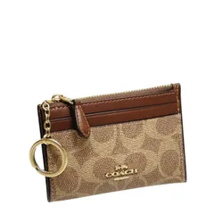 コーチ 財布 レディース COACH コインケース シグネチャー ミニ スキニー ID ケース ポーチ CW870 IMXHE タン×ブラウン 旧88208