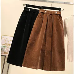 コーデュロイスカート ロングスカート 秋 冬 レディース ボトムス ロング ミモレ丈 コーデュロイスカート Aライン スカート ウエストゴム ハイウエスト 大きいサイズ  通勤 仕事 hyuxz27
