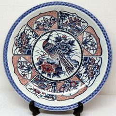 有田焼 弥左衛門染綿金彩飾皿 大皿 鳳凰竹草花金縁金彩 インテリア