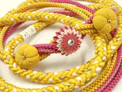 平和屋着物●和装小物　振袖用帯締め　装飾　つまみ細工　ちりめん細工　ラインストーン　金糸　逸品　未使用　AAAW3370ay