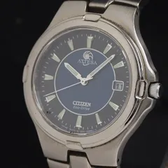 稼働 シチズン アテッサ エコドライブ E110-K17934 電波ソーラー 黒文字盤 デイト メンズ腕時計 KRH 2000000 NSK