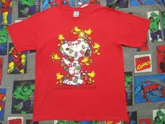 PEANUTS スヌーピー クリスマスプリント Tシャツ L 赤 アメリカ古着