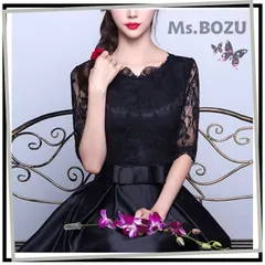 【新品】【光沢生地が最大級の上品さを✨＆浅めのラウンドネックがデコルテを美しく演出～】ドレス イブニングドレス ロングドレス レース フリル 結婚式 演奏会 お呼ばれ 発表会 舞台衣装 パーティードレス リボン ブラックマキシ丈 光沢 高級感 XL