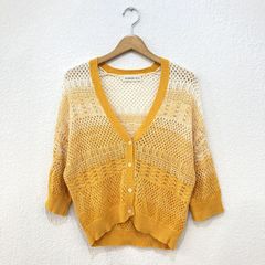 キャサリンロス KATHARINE ROSS ★天然素材100％使用で快適な着心地★ 鍵編みレースリネンカーディガン 【M】 オレンジ 【鍵編みレースが上品で涼しげ】 1311E4207
