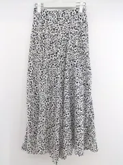 ◇ GRL グレイル 総柄 ウエストゴム ロング フレア スカート サイズM オフホワイト ブラック レディース P  【1301250005371】