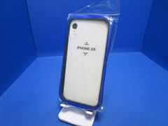 iPhoneXR ハイブリッド ケース PCポリカーボネート TPU クリアー　ブルー ストラップホール付