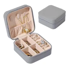新品 Jravezt ジュエリーボックス ジュエリー収納ミニ宝石箱 PUレザージュエリーボックス 収納に便利 アクセサリーケース アクセサリー収納 耳飾り 指輪 ネックレス 小物入れ 収納ケース 携帯 旅行用 (グレー)