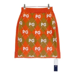 サイズ：1 PEARLY GATES パーリーゲイツ 055-1234914 ニットスカート ロゴ×アーガイル柄 オレンジ系 [240101517469] ゴルフウェア レディース ストスト