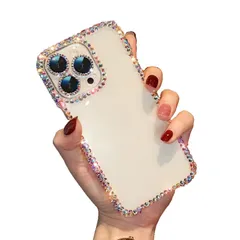 スマホケース ラインストーン 大人可愛い シンプル キラキラ 「一体型レンズ保護カバー」 iPhone 14 Pro Max 用 ケースシリコンレディース (iPhone14PRO MAX)