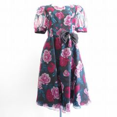 VIVID FORMAL BOUTIQUE HANAEMORI ハナエモリ ヴィンテージ  ワンピース ロング 花柄 総柄 リボン a946897