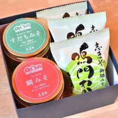 無添加　みその詰め合わせBOX（鯛みそ、すだちみそ、お味噌汁3P）