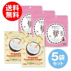 ■売れ筋商品5袋セット■ Organic Coconut Crisps 30g×2袋 薬膳おやつドライなつめ20ｇ×3袋 オーガニックココナッツクリスプ ブラウンシュガーファースト 薬膳おやつ ベジキッチン VEGAN ヴィーガン グルテンフリー ギルトフリー