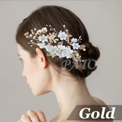 フラワーリーフコーム 4点セット◆ゴールド◆ヘッドドレス ヘアピン ヘアアクセサリー