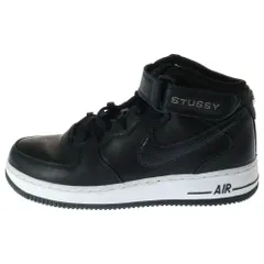 NIKE (ナイキ) ×STUSSY AIR FORCE 1 MID BLACK SNAKESKIN DJ7840-001 ステューシー エアフォースワン ミドルカットスニーカー ブラック US8.5/26.5cm