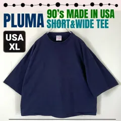 PLUMA プルマ★90s USA製★ワイド&ショート/短丈/ハーフスリーブ/5分袖★ヘビーウエイトコットンTシャツ★USAメンズXL   #2506J078