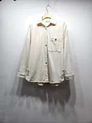 ザラ(ZARA) アイボリー デニム シャツ ダメージ ジャケット