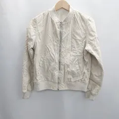 ◇ ⊇ earth music&ecology リバーシブル レース 長袖 ブルゾン サイズM ベージュ ホワイト レディース E  【1502030009156】