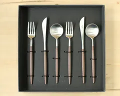 新品 クチポール ゴア ブラウン デザート6点セット（ナイフ・フォーク・スプーン） ギフトボックス入り Cutipol GOA 正規販売代理店 カトラリー ブラッシュド マット 化粧箱付 結婚祝い プレゼント 贈り物 ギフトセット 食器セット 