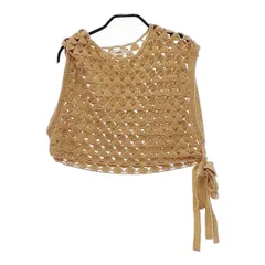 unfil hand-crochet cotton top コットン ノースリーブニット ONSP-UW107 ベスト ベージュ レディース アンフィル【中古】5-0326M∞