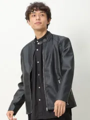 ライダース メンズ ジャケット フェイクレザー 革ジャン 皮ジャン レザージャケット バイク バイカー スエード シングルライダース  M L LL 【WEB限定】 フェイクレザー×ブラック