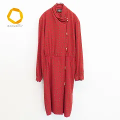 アクリス/シルク 100/ワンピース/赤／ロングワンピース/AKRIS/高級 アクリス/ワンピース/ロング丈/シルク100%/半袖/フレア/赤/総柄