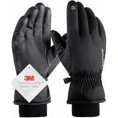 ＡＸ スキーグローブ 防寒グローブ アウトドアグローブ 自転車グローブ スマホ対応 3Mシンサレート 防風 撥水加工 滑り止め 登山 トレッキング 通勤 通学 メンズ レディース (ＸＬ, ブラック)