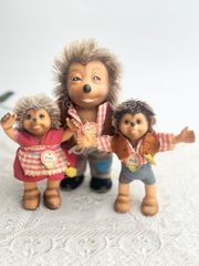 送料無料★シュタイフ★Macki(Boy)12cm＆Mucki(Girl)12cm＆Mecki 17cm★オールID完品★ハリネズミの家族/針鼠★ビンテージ/アンティーク★Steiff★