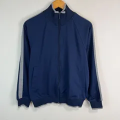old UNIQLO ユニクロ トラックジャケット ジャージ フルジップ ハイネック シンプル 無地 ネイビー Lサイズ メンズ 古着 ストリート