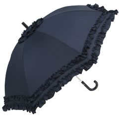 【数量限定】（55cm紺) 身長140cmくらいまでのお子様に最適 4段フリル UVカット 晴雨兼用日傘 子供用