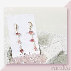 ♢さざれ石ピアス/イヤリング♢ 天然石 : ストロベリークォーツ 匿名配送