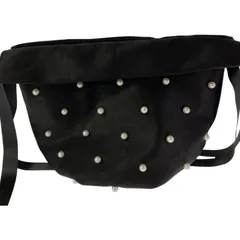 mily bilet ミウィビレット タグ付き パールビーズ刺繡 巾着 チェーンショルダーバッグ/ブラック