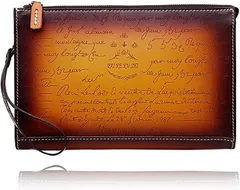 LUNICA クラッチバッグ メンズ セカンドバッグ 本革 結婚式 イタリアンレザー カリグラフィー(オレンジ)