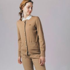 (ラコステ) LACOSTE ウォッシャブルウールニットカーディガン 通勤 通学 レディース WOMEN WASHABLE WOOL KNIT CARDIGAN AF5841L-02S BEIGE